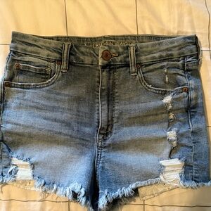 American Eagle Outfitters Women's Ripped Jean Shorts - Light Blue